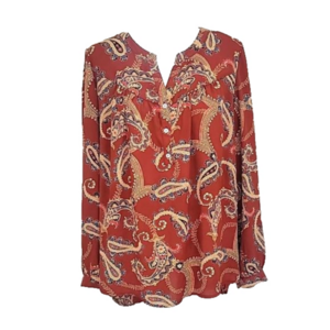 DR 2 FaLL flowy boho blouse paisley large V Scoop Neck Flowy Comfy Lightweight
